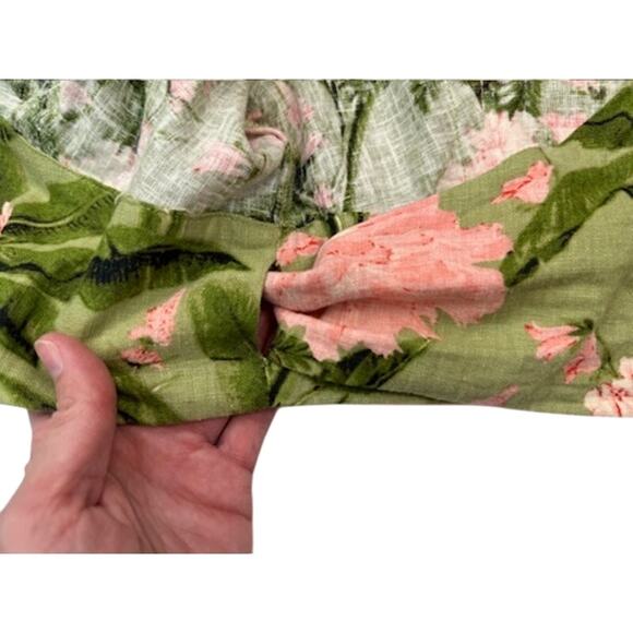 Agua Bendita for Target Peony Print Wrap Crop Top Puff Sleeve Green Pink XS/S - Picture 7 of 11